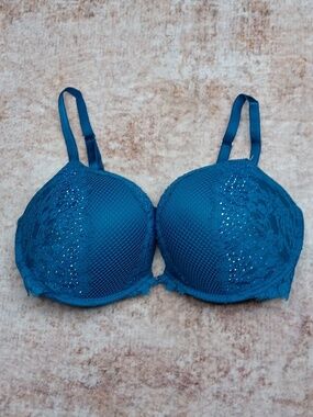 Victorias Secret Bombshell Plunge Push Up Bra 38DD Blue